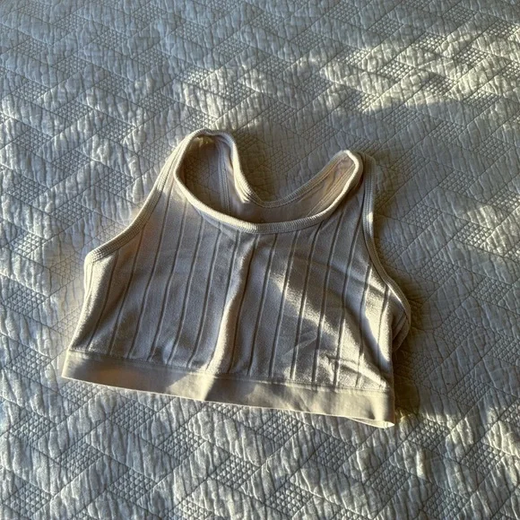 Cream Ribbed Crop Top - Picture 1 of 3